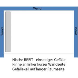 Nische BREIT links - einseitiges Gefälle (Rinne an kurzer Seite)