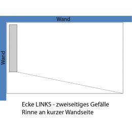 Ecke LINKS - zweiseitiges Gefälle (Rinne an kurzer Seite)