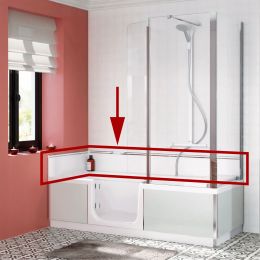 weißes Abschlusspaneel für Badewanne mit Tür - Fliesenspiegelausgleich