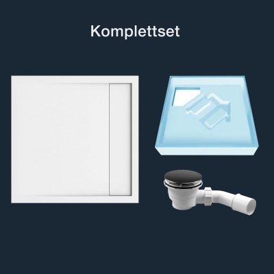Duschwanne HERCULES mit Rinnenablauf inkl. Unterbau und Siphon