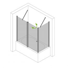 Eck Duschaufsatz auf Maß, Glas Abtrennung für Badewanne mit Pendeltür