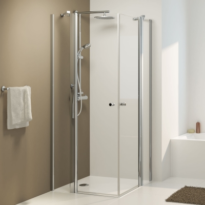 Eckdusche 100x100 x200 cm (LxB xH), Typ 5005216, 2 Pendeltüren, mit Festteil