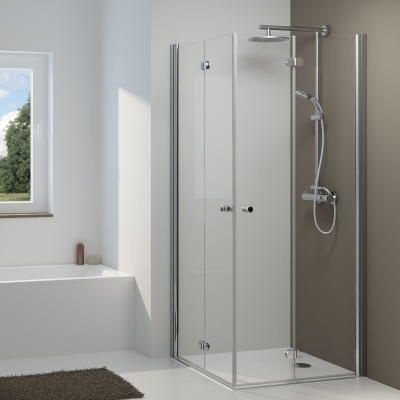 Eckdusche 100x100 x200 cm (LxB xH), Typ 5005226, 2 Dreh-Falt-Türen
