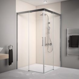Duschkabine mit Eckeinstieg - zwei Schiebetüren - Duschabtrennung aus Glas