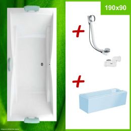 Badewanne 190x90 + Styroporträger + Ablaufgarnitur CORONA