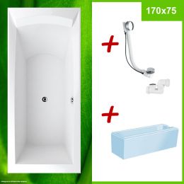 KOMPLETT-SET Badewanne, Wannenträger und Ablauf - PORTA 170 L