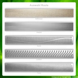 Beispiele für RINNENROSTE - Modelle für 120cm - Abdeckrost DUSCHRINNE