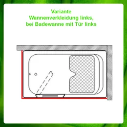 Schürze / Blende für Sitzbadewanne BUDOSAN - Version LINKS