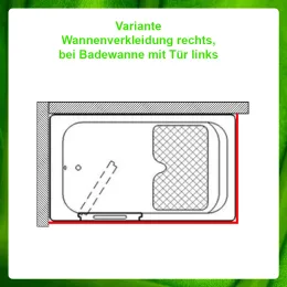 Schürze / Blende für Sitzbadewanne BUDOSAN - Version RECHTS (Badewanne Tür LINKS)