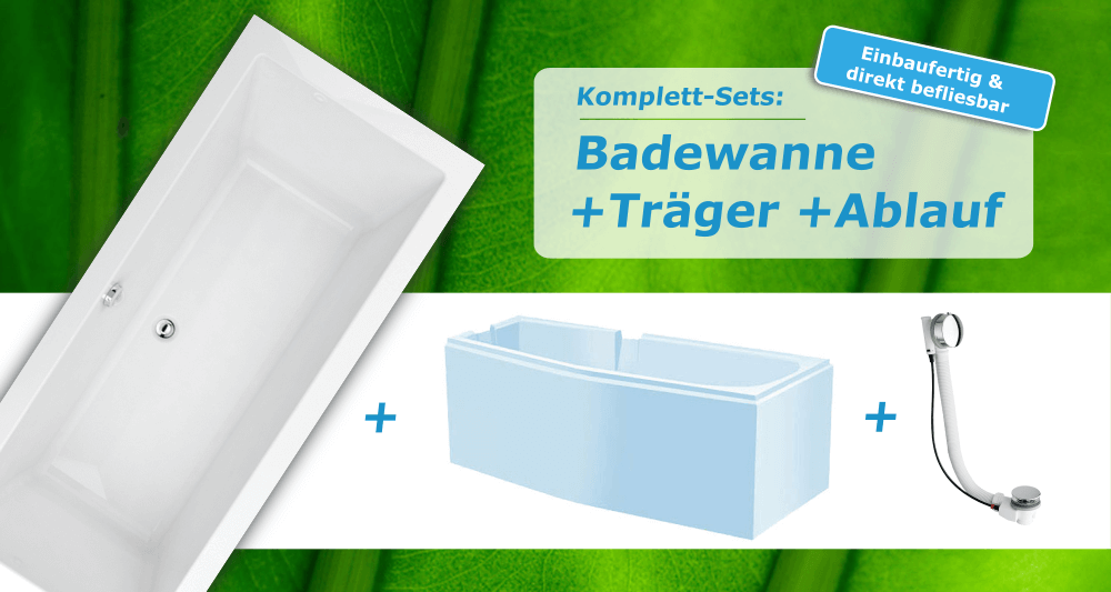 Badewanne + Träger + Ablauf